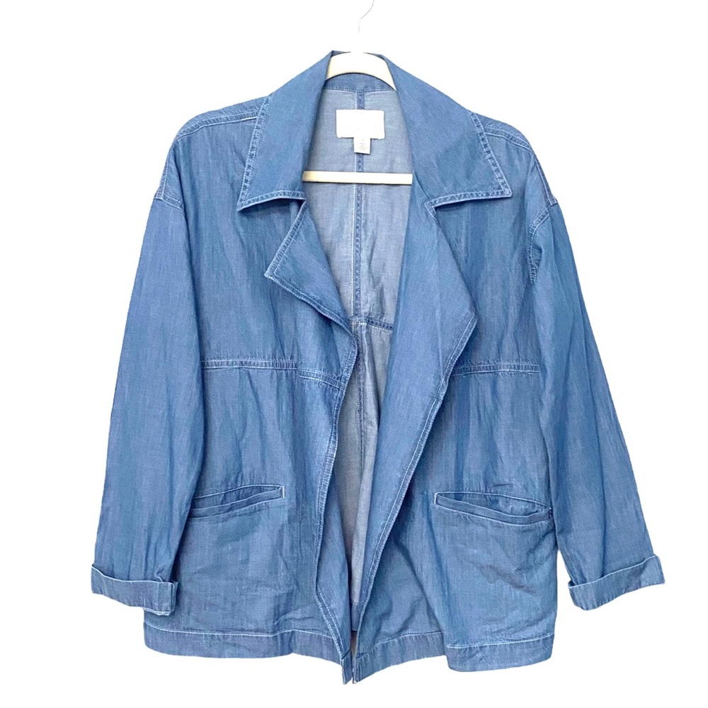 NWT Caslon Chambray Lightweight Utility Jacket - Picture 5 of 10
